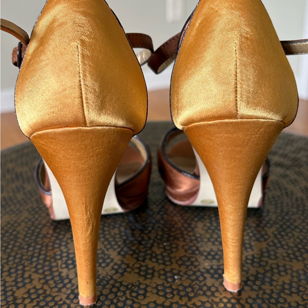 RARE Chinese Laundry Brown and Gold Stiletto Heels - Picture 4 of 8
